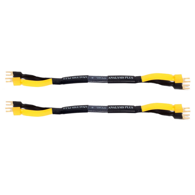 Analysis Plus Black Mesh Oval Speaker Cable - 9-Inch - Jumper - Spade to Spade