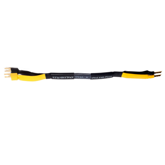 Analysis Plus Black Mesh Oval Speaker Cable - 9-Inch - Jumper - Spade to Banana - Single