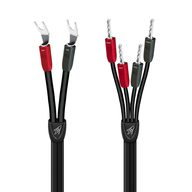 AudioQuest Rocket 22 Speaker Cable - 8 Foot - Bi-Wire - Spades to BFA Bananas ends