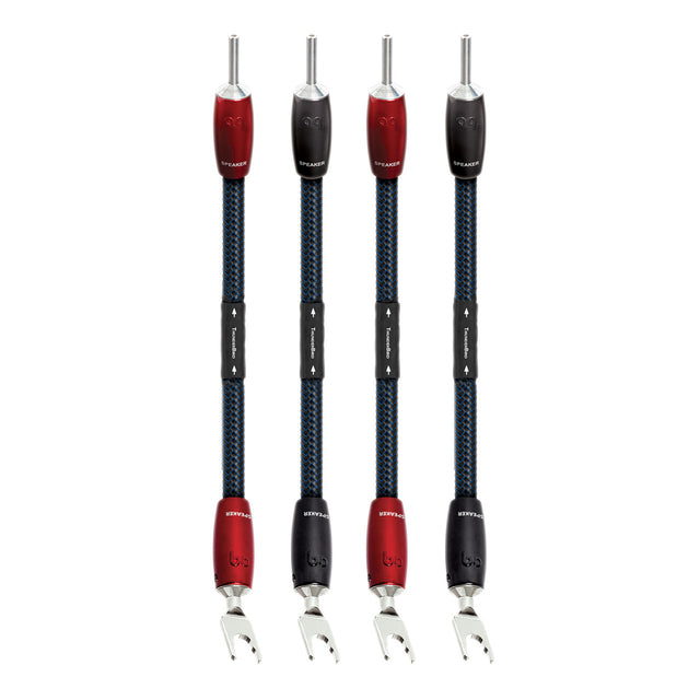 Full display of AudioQuest ThunderBird Bi-Wire Speaker Cable Jumpers