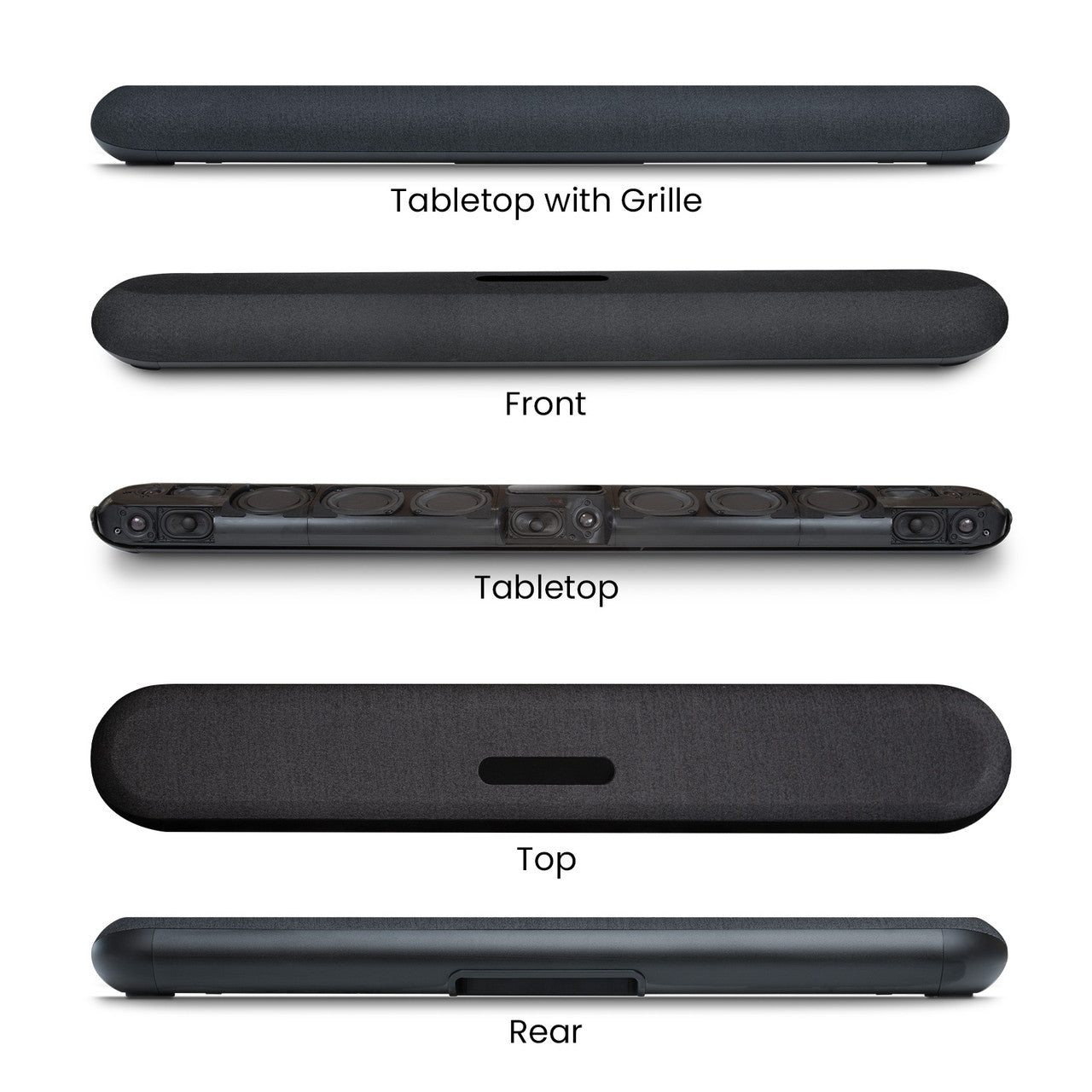 Multiple sides of Bluesound Pulse Cinema Mini Multi-Room Streaming Soundbar