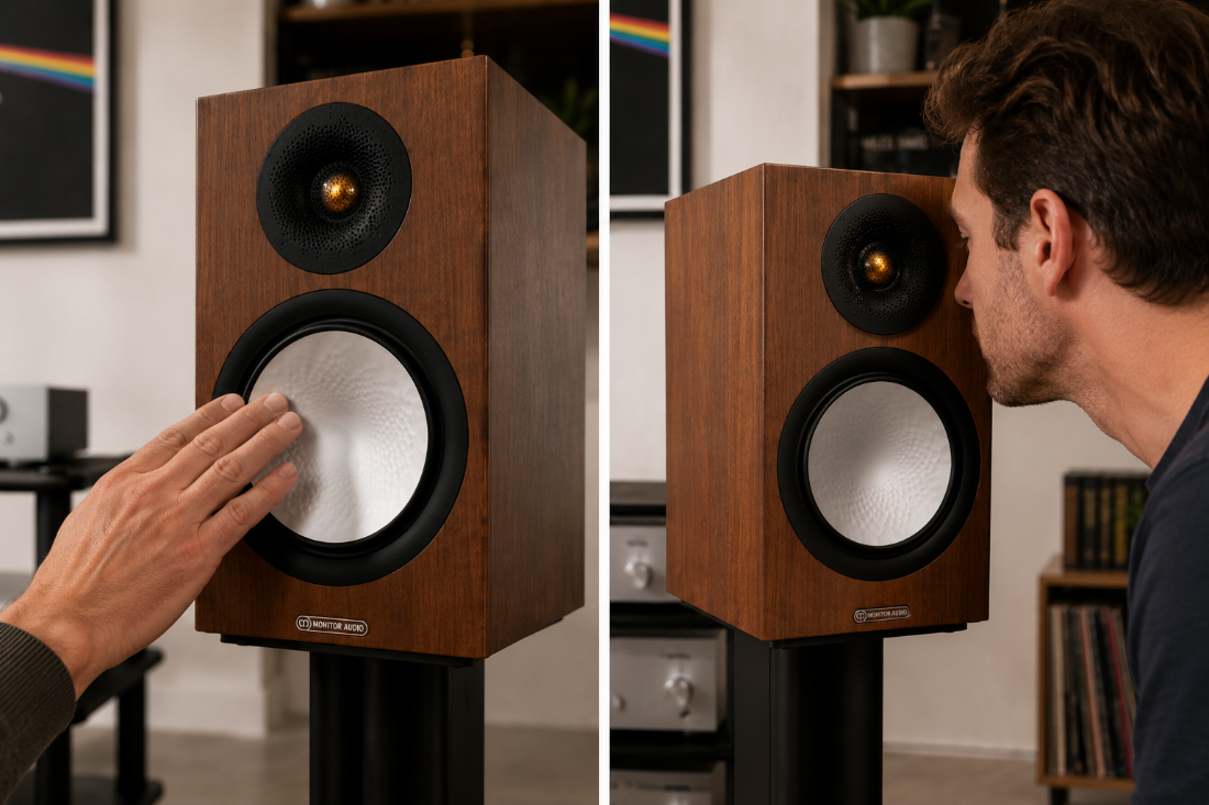<p><strong>Check every driver, one at a time. </strong>Feel each woofer for movement; listen close to each tweeter. Sound from the cabinet doesn't mean every driver works.</p>