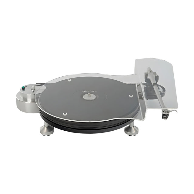 Michell TecnoDec turntable in silver with T2I tonearm mounted on acrylic plinth