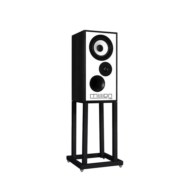 Full display of Mission M700 Bookshelf Speakers with Stands