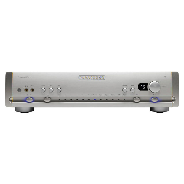 Front of Parasound Halo P6 2.1 Channel Preamplifier & DAC
