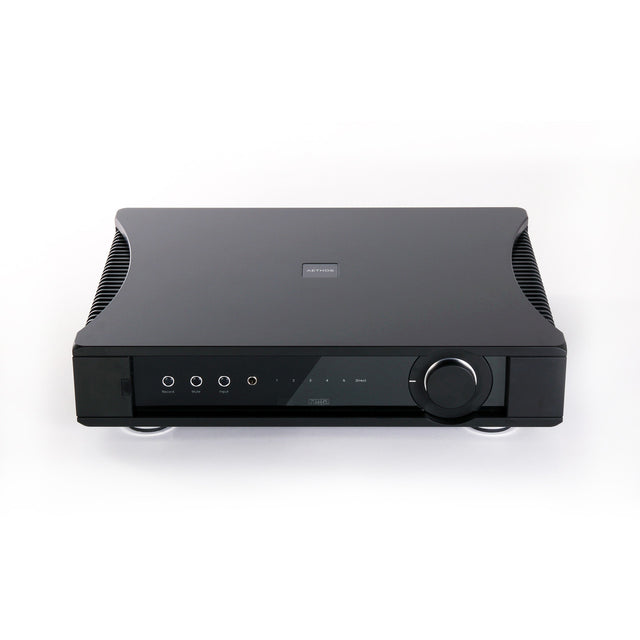 Front of black Rega AETHOS amplifier