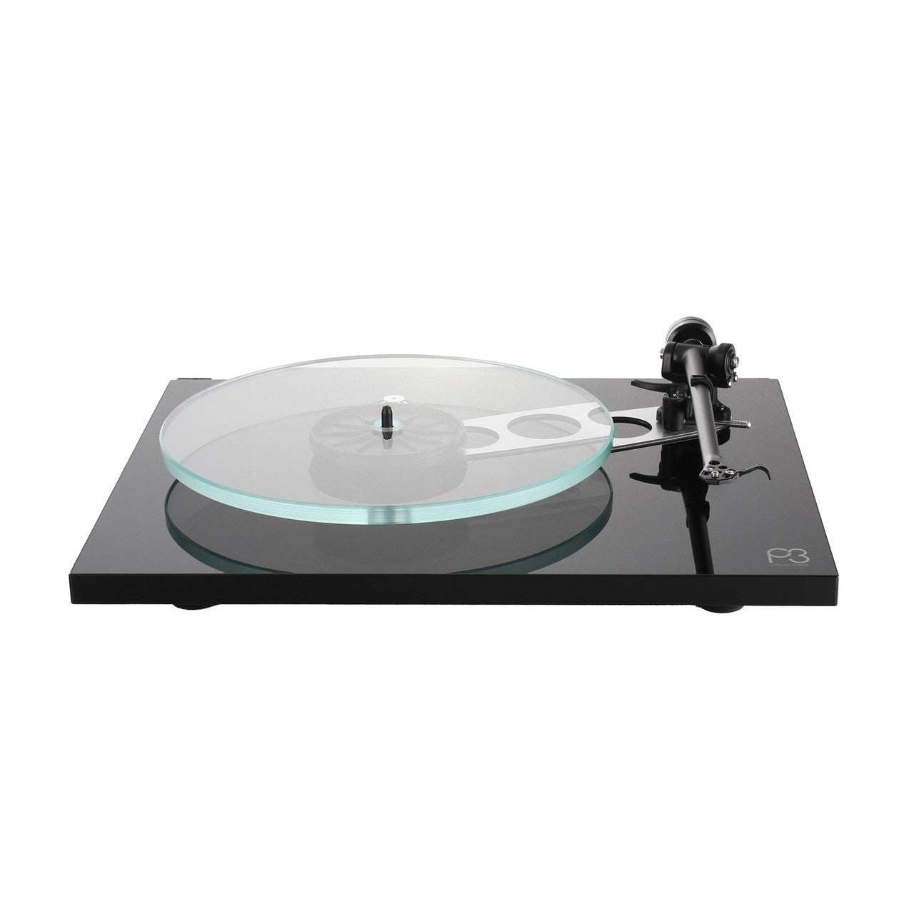 Rega Planar 3 in Gloss Black Front Platter View