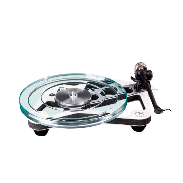 Front top view of the Rega Planar 8 Turntable in white with No Cartridge