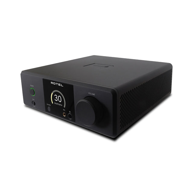 Angle view of black Rotel DX-3 Headphone Amplifier