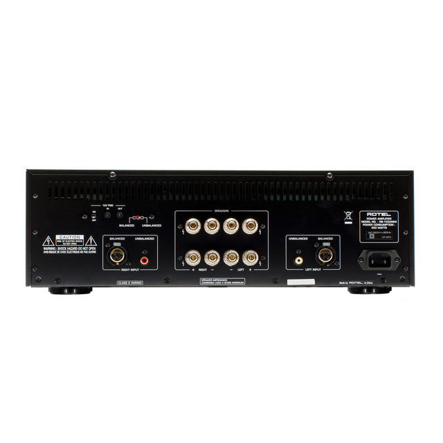 Back of black Rotel RB-1552 MkII stereo power amplifier