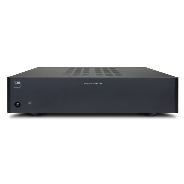 Front of black NAD C 268 power amplifier